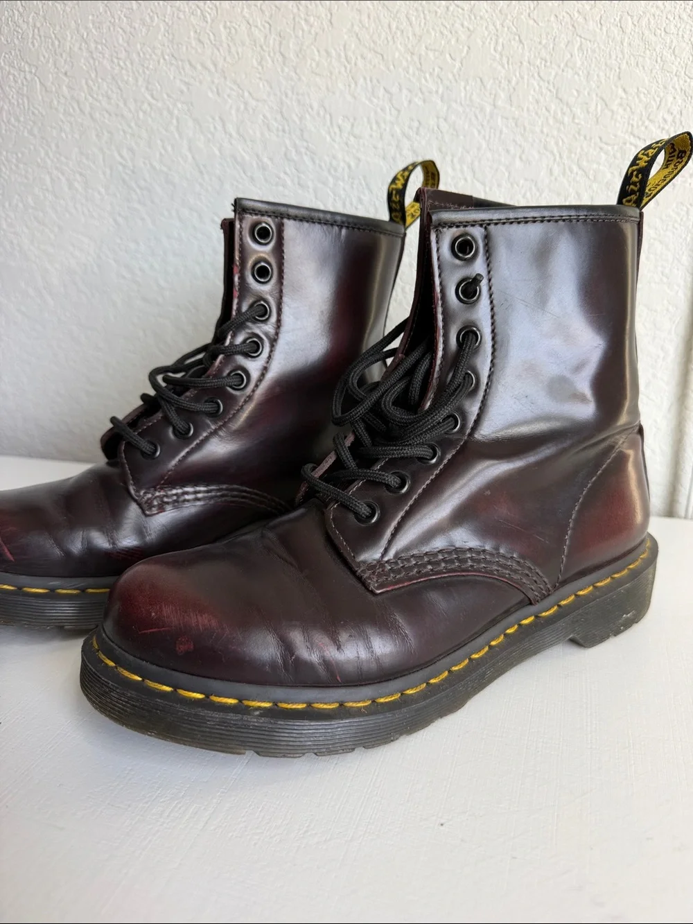 Dr. Martens 8-Eye Leather Boots - Burgundy